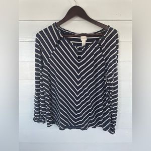 Navy/White Striped Chico’s Long Sleeve Top